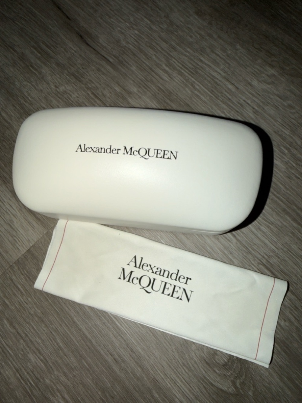 Alexander McQueen White Sunglasses Case with Red Interior